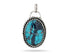 Sterling Silver Kingman Turquoise Antique Style Rope Pattern Oval Artisan Handcrafted Pendant, (SP-5548)